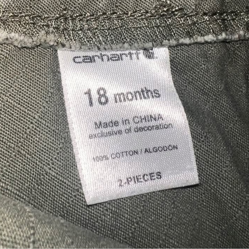 EUC Carhartt Toddler Cargo Bib Overall Olive Green 18 month Workwear - Picture 6 of 6